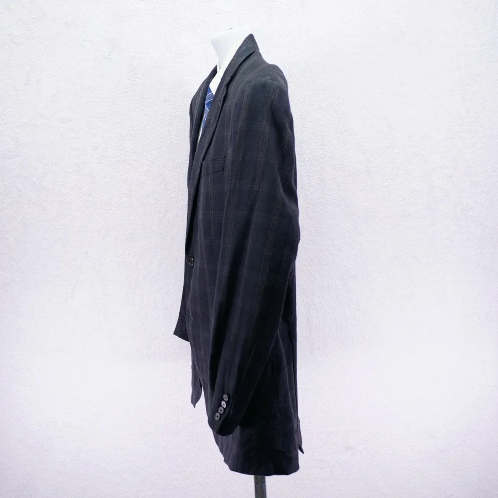 Hart Schaffner Marx Blue / Gray With Tan White Windowpane Wool Sport Coat‎ 42L
